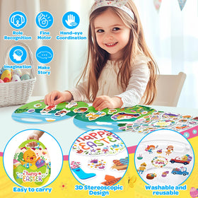 Uranus&No.1 Easter sticker book 6-pack durable materials — reusable and waterproof.