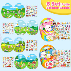 Uranus&No.1 Easter sticker book 6-pack pages — reusable foam stickers for mess-free play.