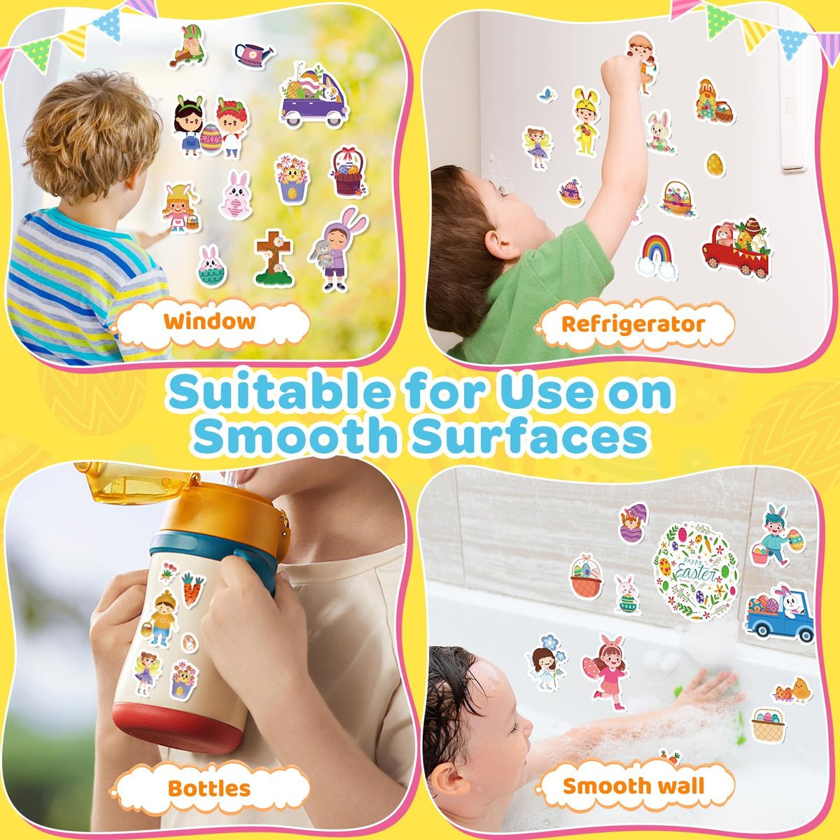 Uranus&No.1 Easter sticker book 6-pack pages — chicks and butterflies spark color creativity.