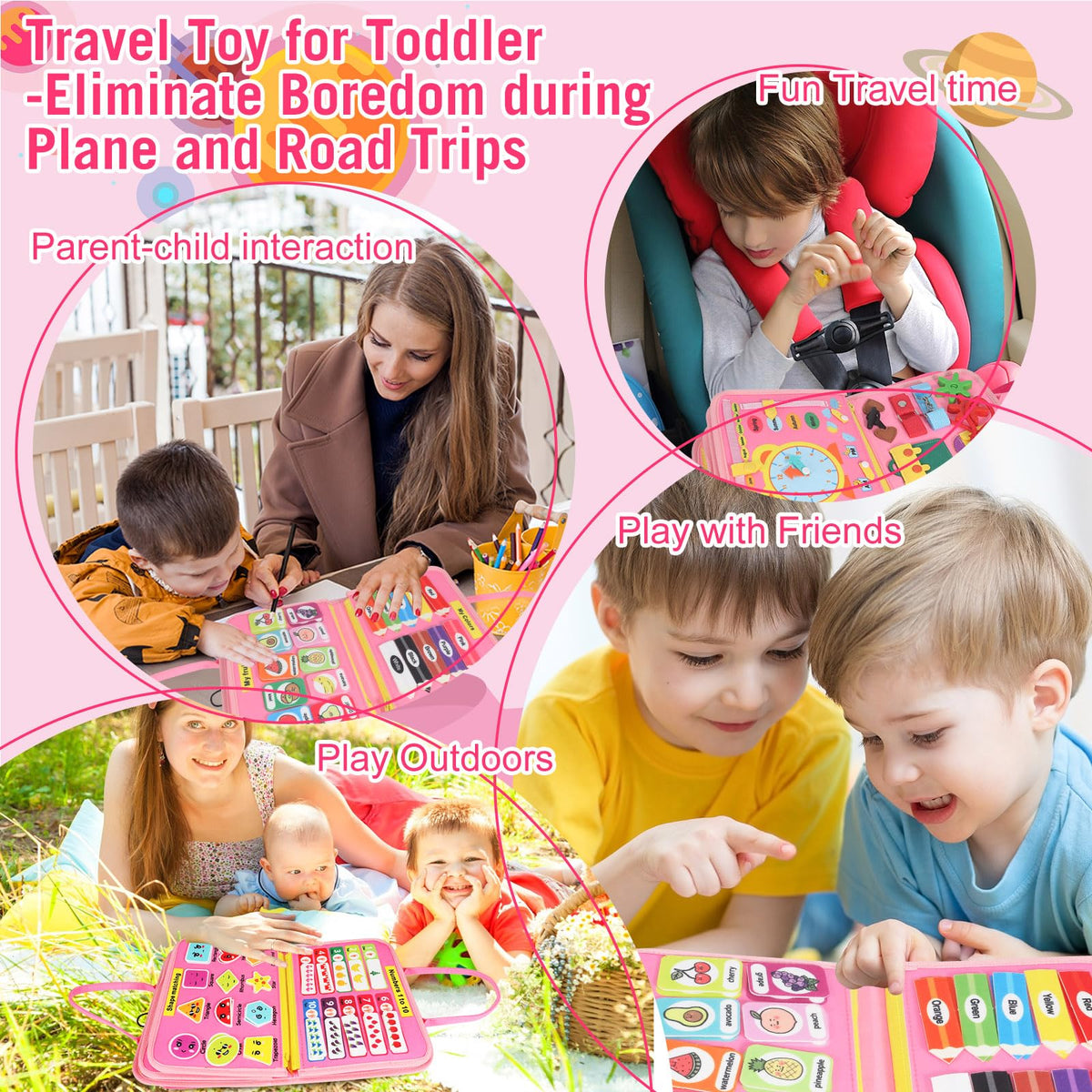 URBAN TOYS Montessori Busy Board buttons encourage focused interaction and hand-eye coordination.