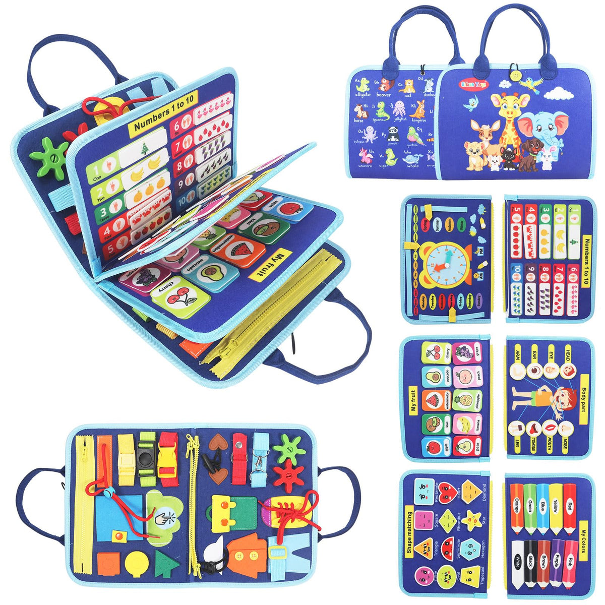URBAN TOYS Montessori Busy Board travel-friendly compact design for car and plane