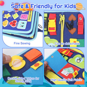 URBAN TOYS Busy Board Velcro section promotes quiet, focused play on the go