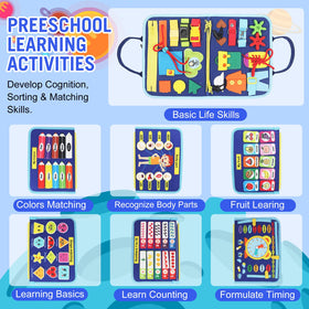 URBAN TOYS Busy Board zipper focus supports fine motor coordination during travel