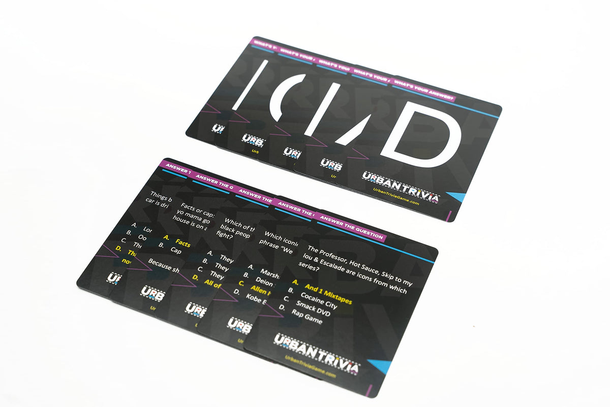 Urban Trivia Game 2nd Edition house-rule card in play to mix up rounds.