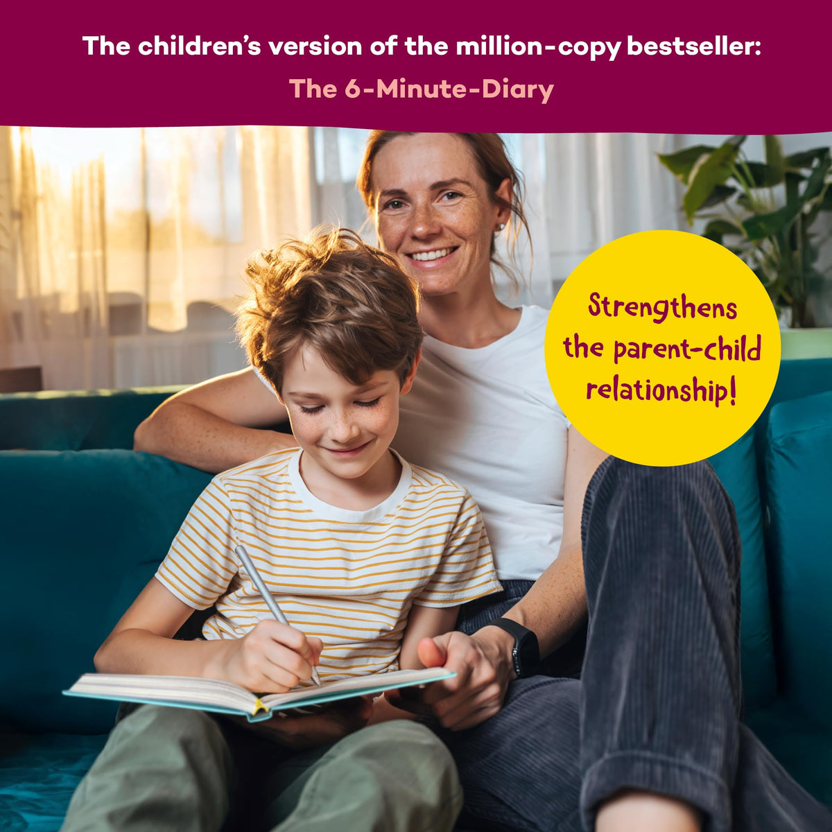 UrBestSelf 6Minute Kids Diary open pages showing prompts for mindful daily reflection