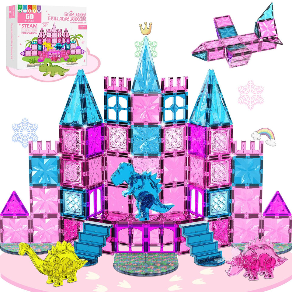 UREC pink dinosaur tiles spark imaginative play and fine motor development.
