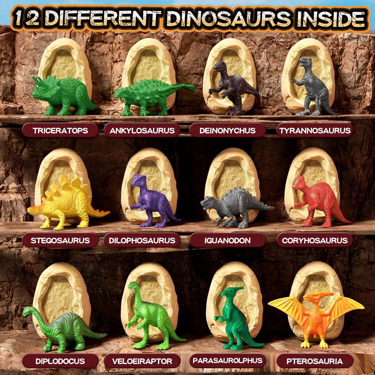 Uregoio 12 dinosaur eggs dig kit digging tools bring authentic archaeologist experience to kids.