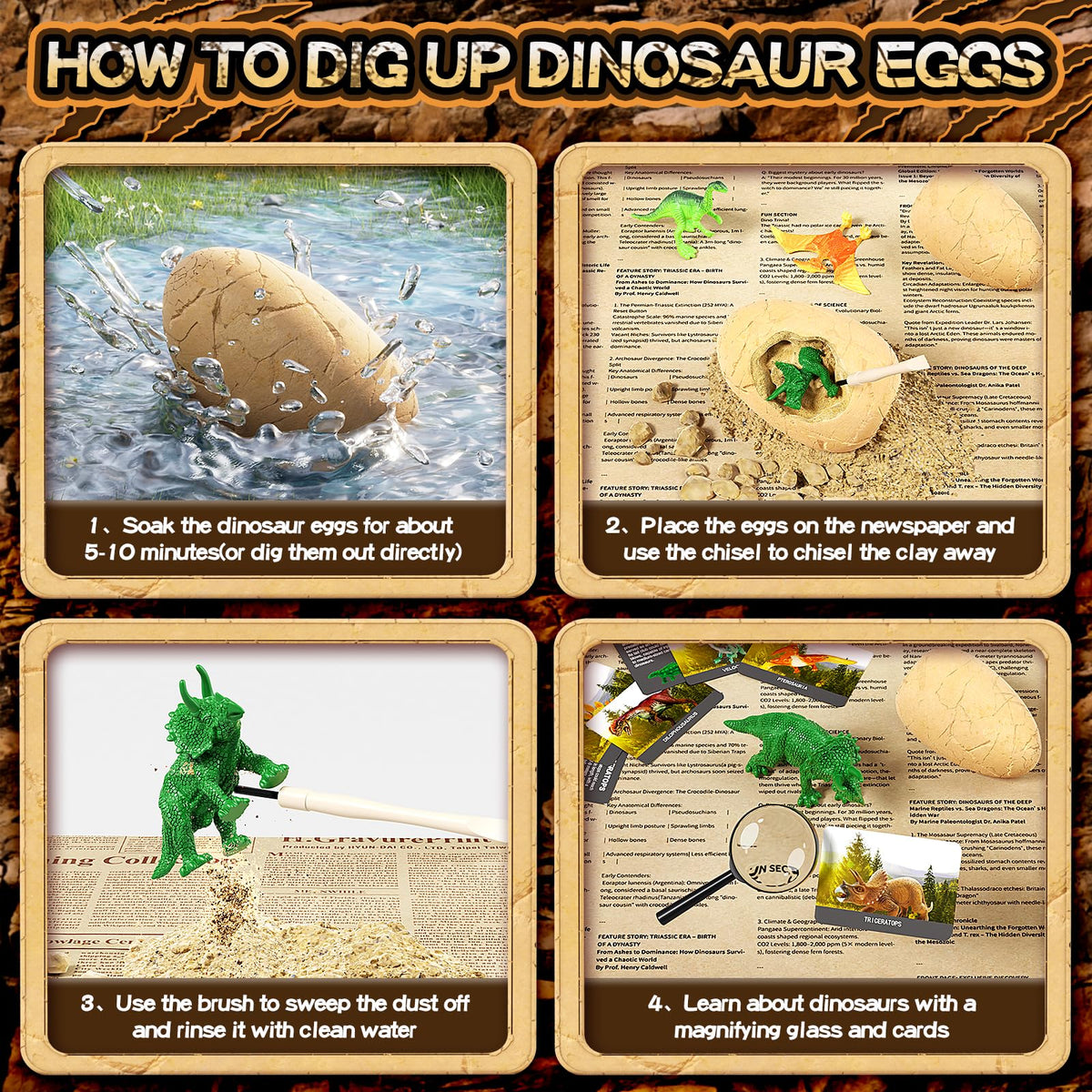 Magnifier used to inspect a dinosaur egg reveal from the Uregoio set