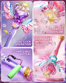 Uregoio Princess Bubble Wands bubble-solution kit with multiple refills for longer fun.