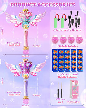 Uregoio Princess Bubble Wands gift packaging, perfect for birthdays.