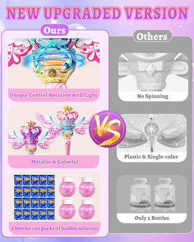 Uregoio Princess Bubble Wands with LED lights and music for indoor celebrations.