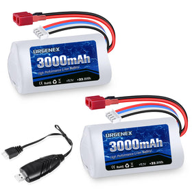URGENEX 11.1V 3000mAh RC boat battery with high capacity for extended runtime.