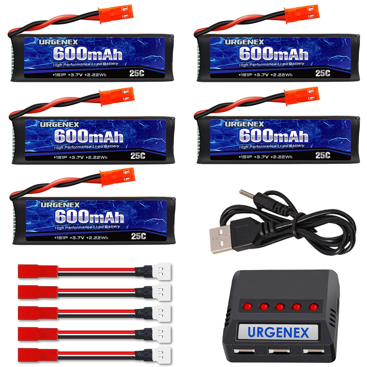 URGENEX 3.7V 600mAh battery for UDI U817 with JST plug, quick swap ready