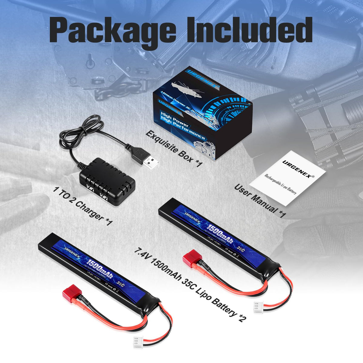 URGENEX battery in use with an airsoft gun during use