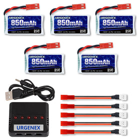 URGENEX 850mAh 3.7V LiPo battery with JST plug for MJX and Syma drones.
