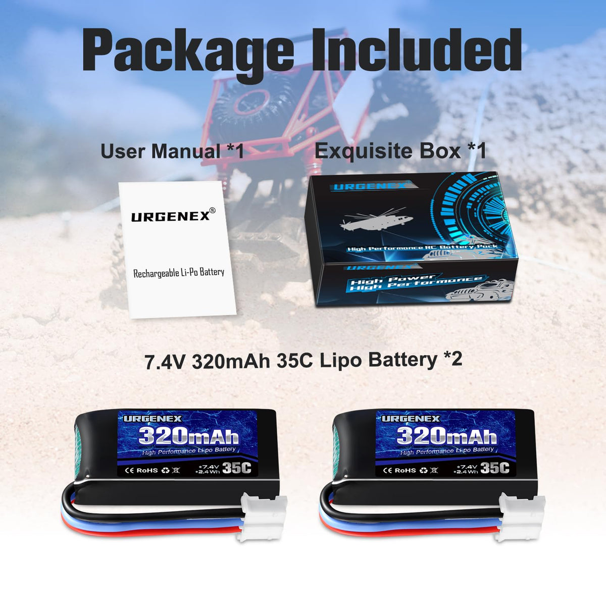 URGENEX compact LiPo box and manual for safe hobby use.