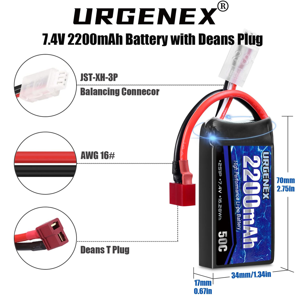 URGENEX Deans T Plug close-up highlights a reliable high-current connection