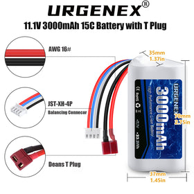 URGENEX battery dimensions 70x37x35 mm designed for tight hull fits.
