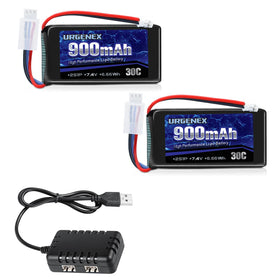 URGENEX SCX24 battery 7.4V 900mAh for extended RC run times.