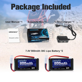 URGENEX SCX24 battery weighs 46g for lightweight mounting.