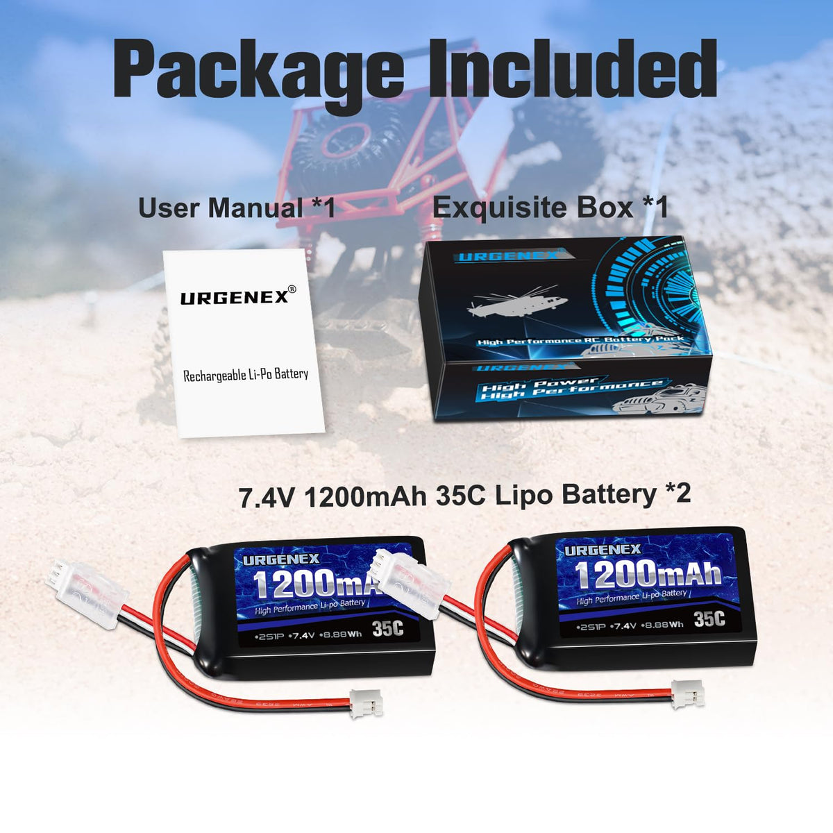 URGENEX SCX24 battery weight 51g for lightweight handling.