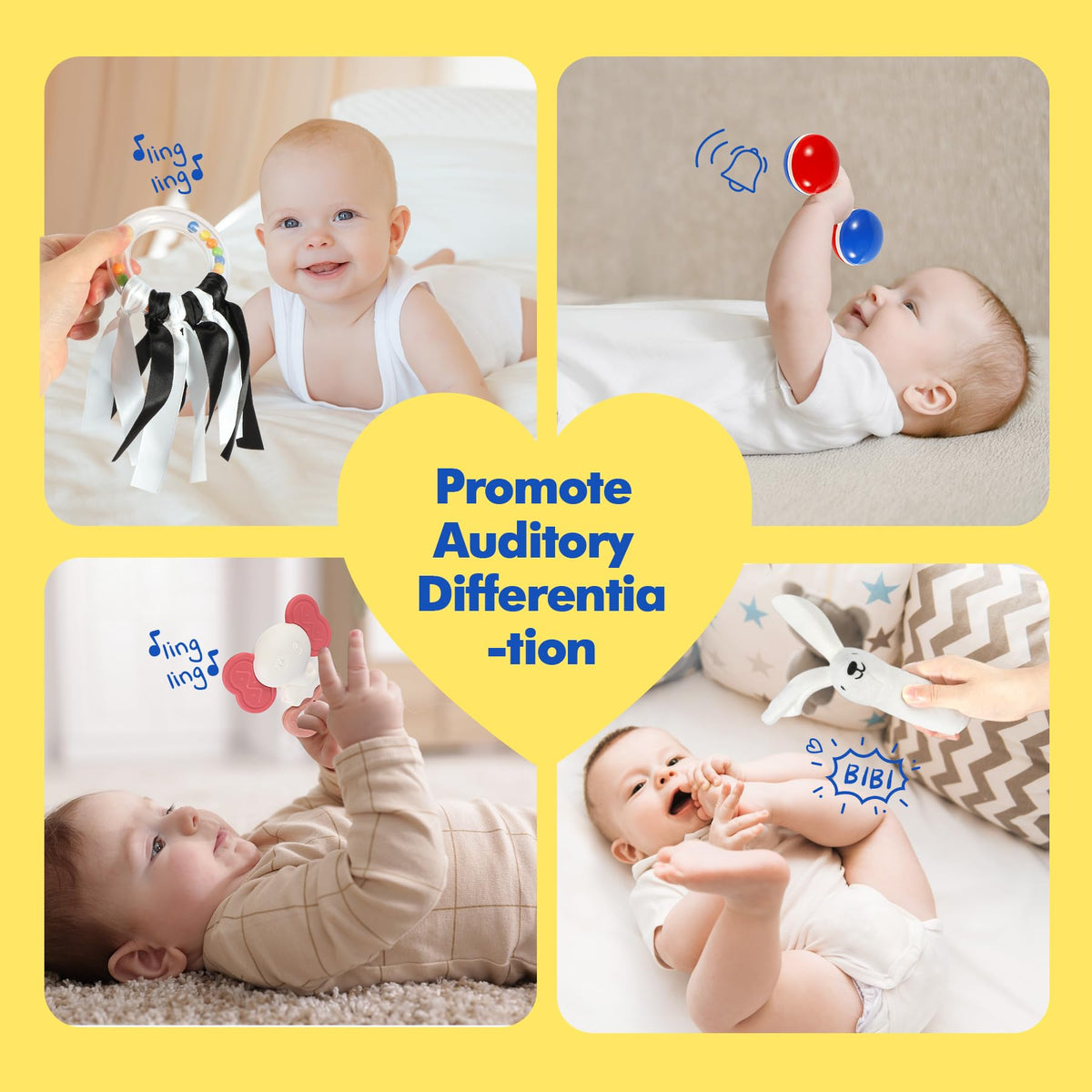 URMYWO bone rattle offers gentle sounds to encourage grasping