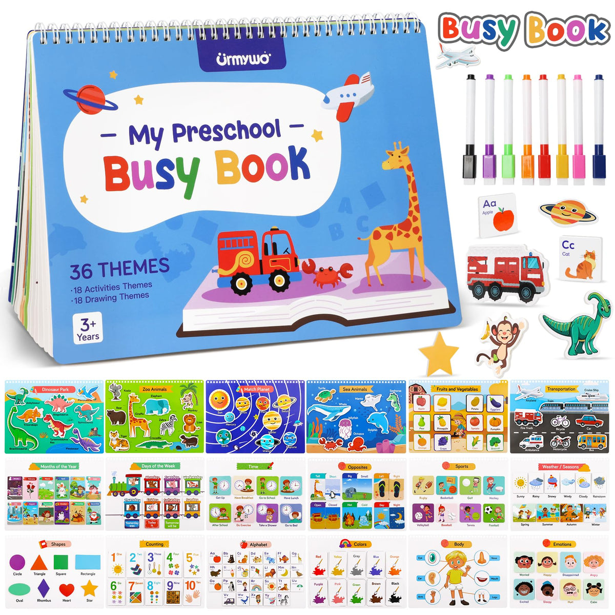 URMYWO Busy Book for Toddlers tracing activities page boosts early writing and concentration.