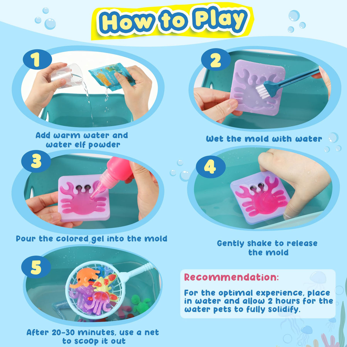 URMYWO Water Gel Squishy Pour shows easy DIY assembly for kids.