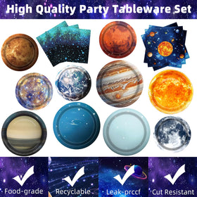 UROINEPA 9-inch space plates with planet designs elevate the dinner setup