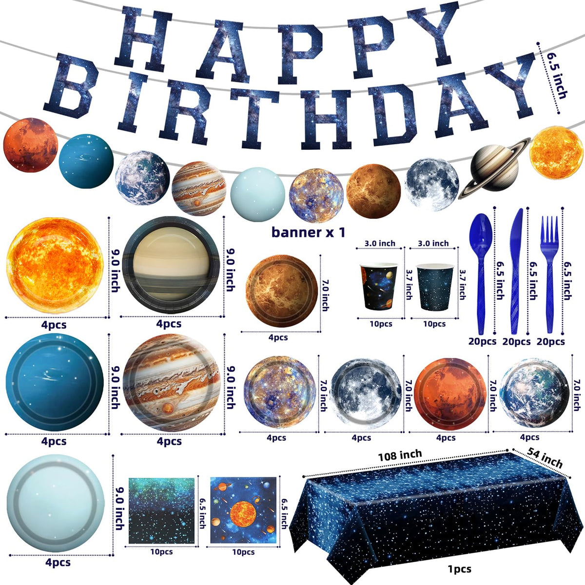 UROINEPA space tablecloth with sky pattern simplifies setup and cleanup