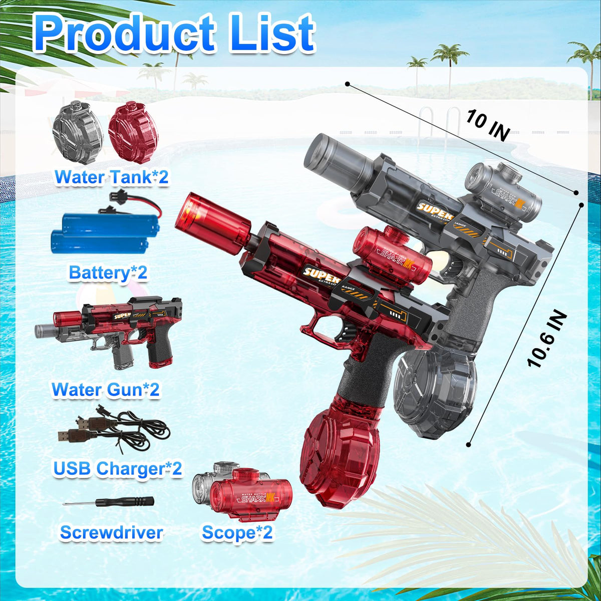 UROINT electric water gun featuring a large capacity tank for longer sessions.