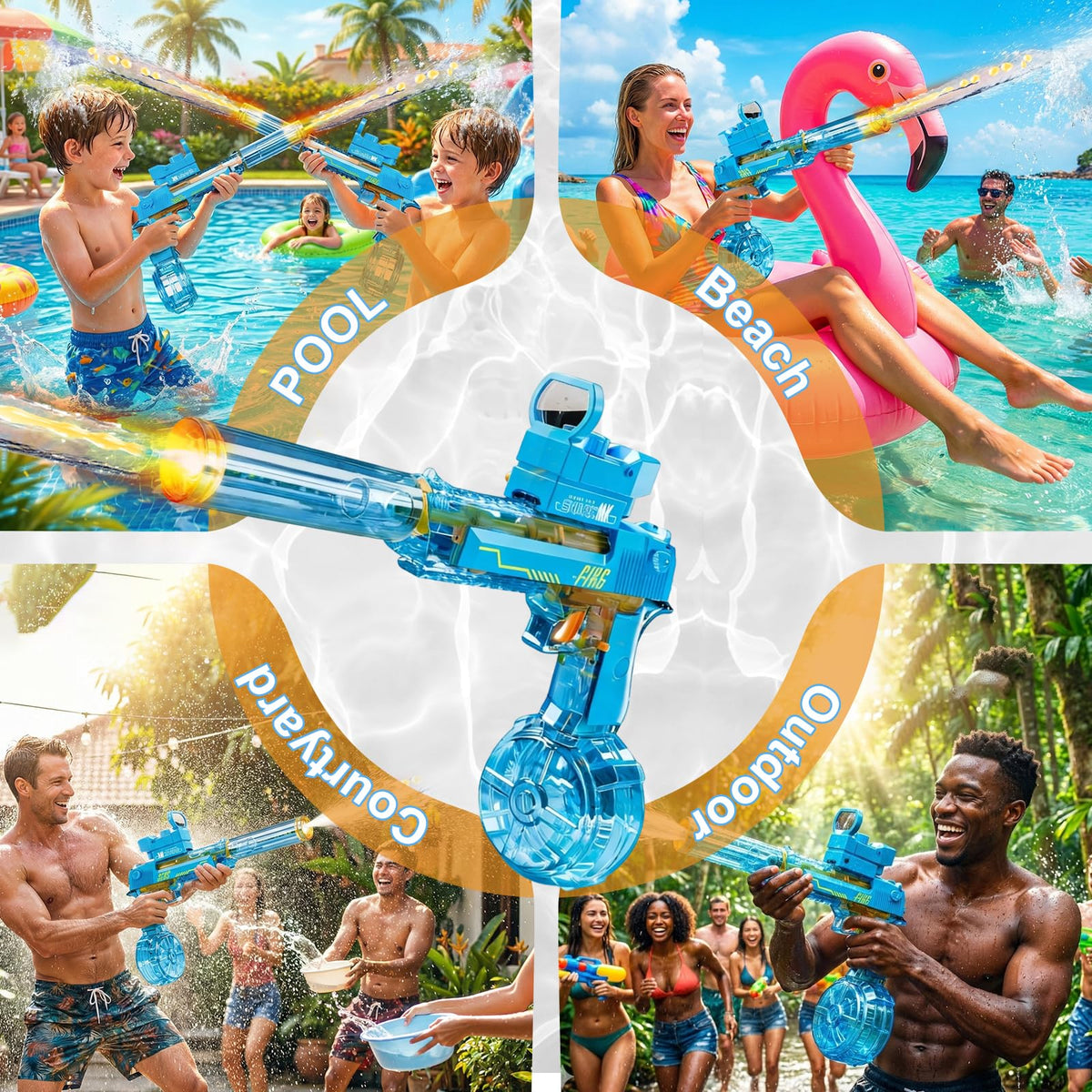 UROINT blue water gun ideal for pool party play and outdoor fun