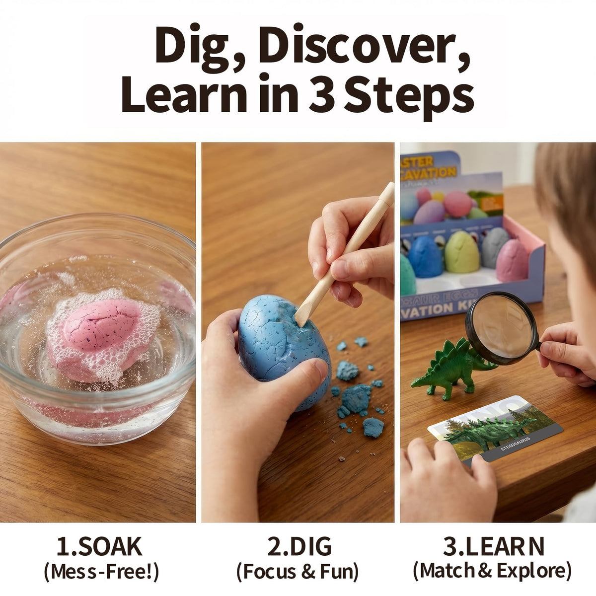 Uregoio magnifying glass reveals tiny dino details during digs.