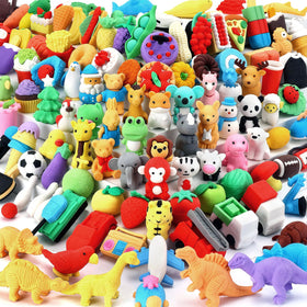 URSKYTOUS 111Pcs Animal Erasers puzzle pack for classroom prizes and crafts.