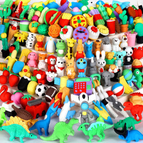 URSKYTOUS 130pcs animal erasers pack for desks and rewards.