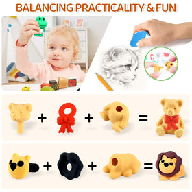 URSKYTOUS non-toxic eco-friendly rubber erasers safe for kids ages 3 and up.