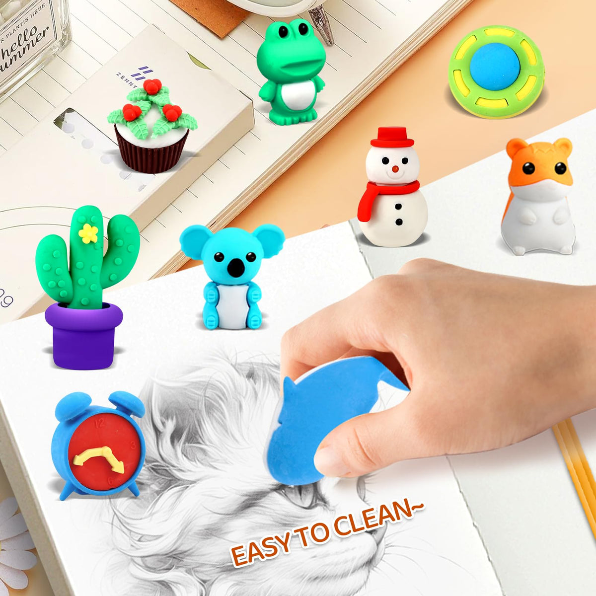 URSKYTOUS non-toxic rubber erasers erase pencil marks safely for kids