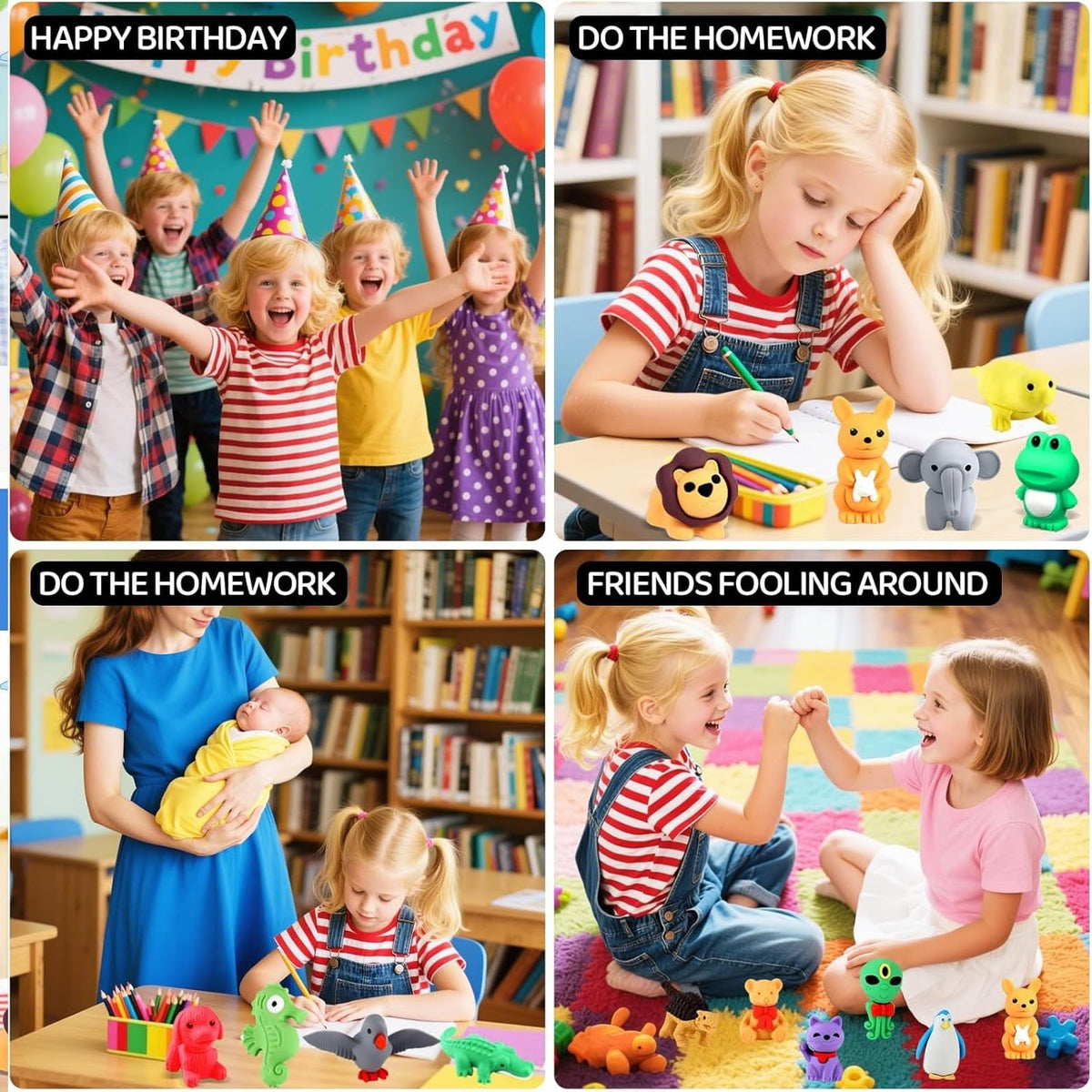 URSKYTOUS party favors and classroom prizes with vivid erasers