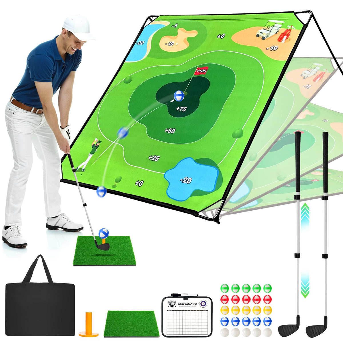 URUQ golf chipping game large target mat for backyard practice and family fun