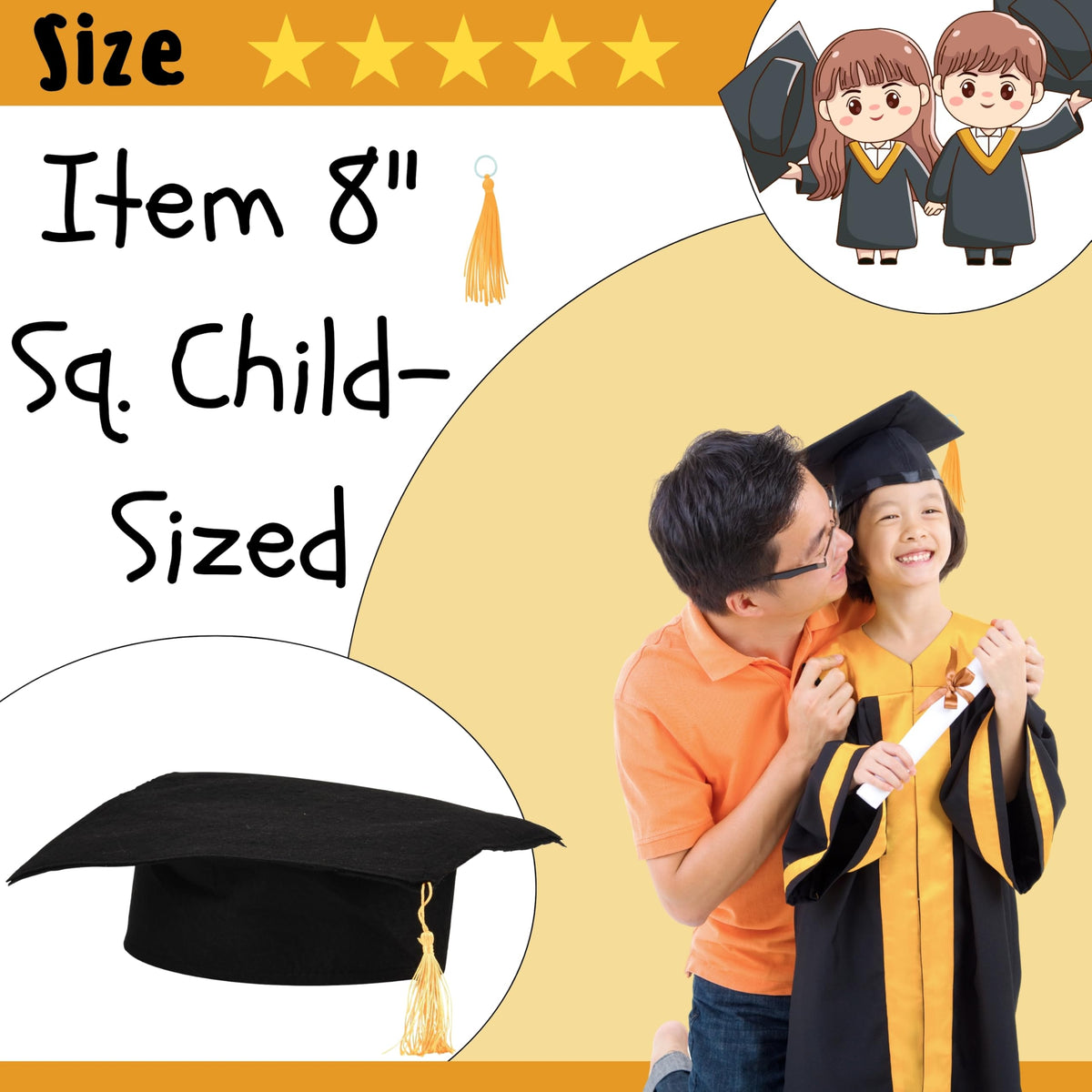 US Toy customizable cap space for names or logos during school celebrations.