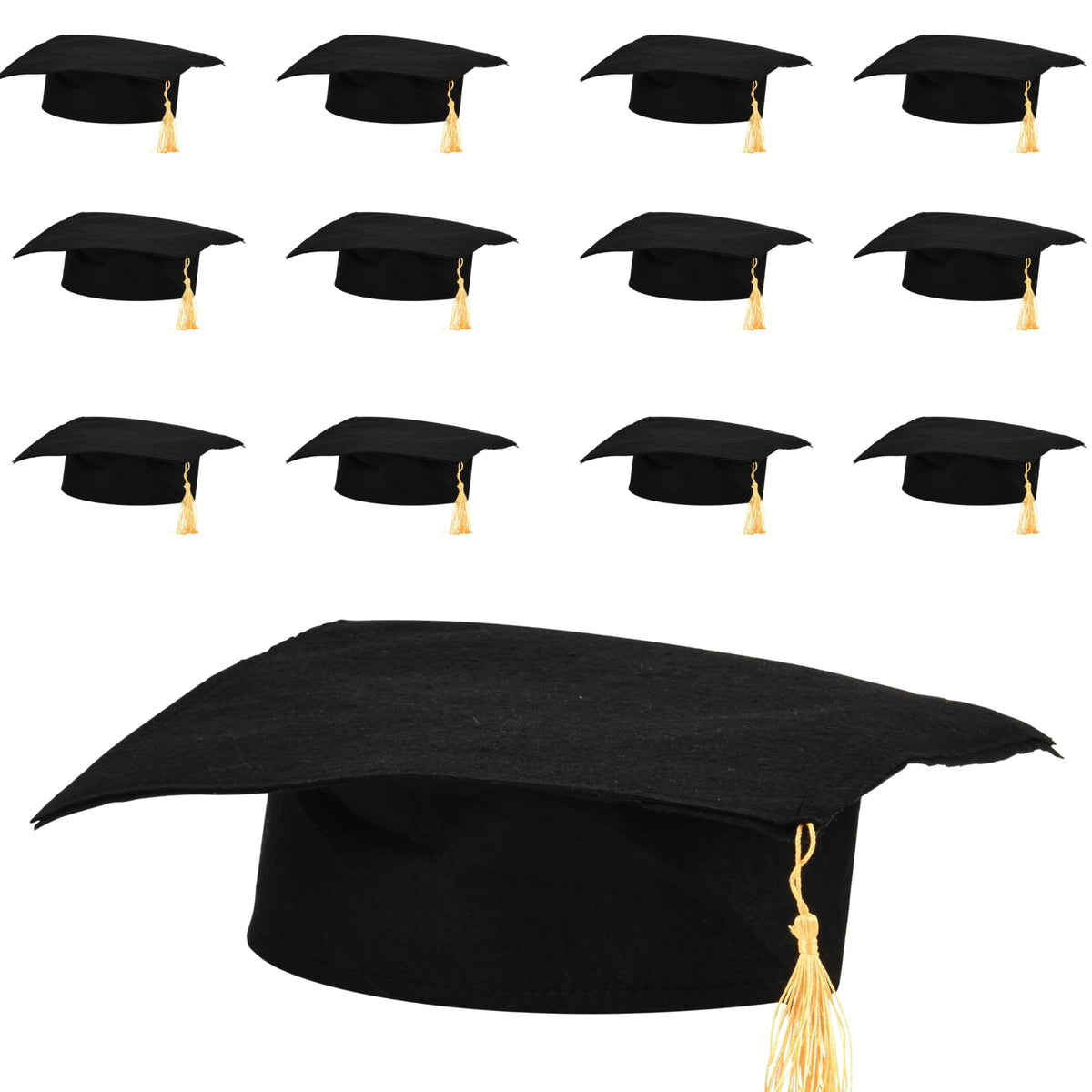 US Toy Kindergarten graduation cap with black body and gold tassel, ideal for ceremonies.