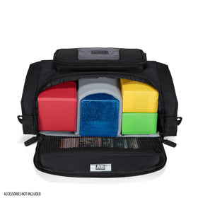 Main compartment fits multiple deck boxes for events.