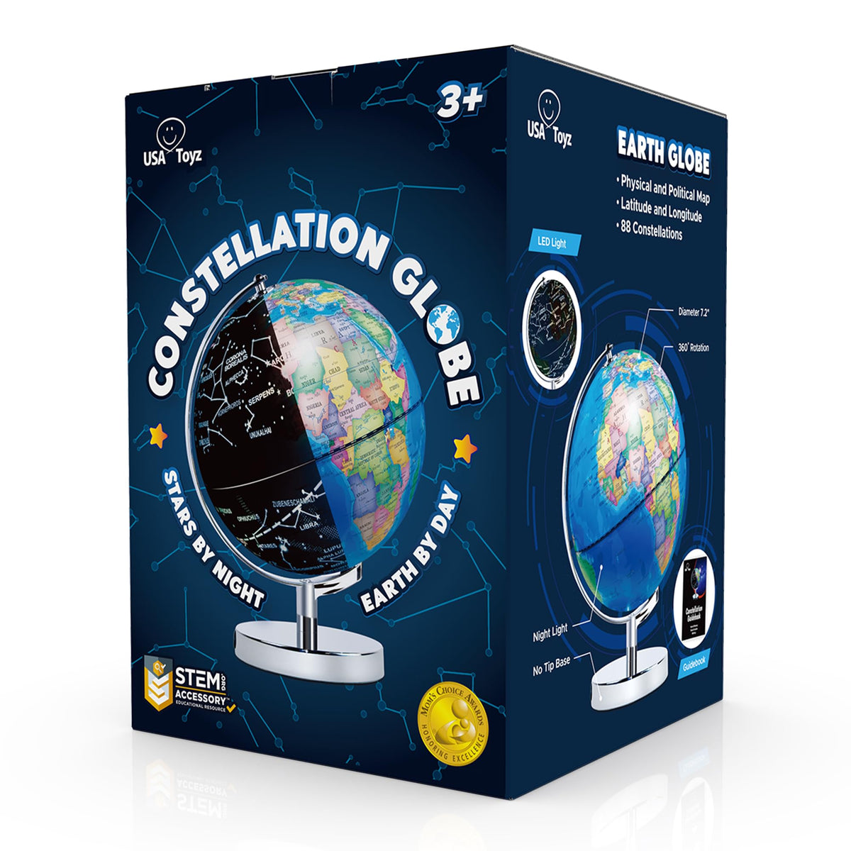 USA Toyz Illuminated Globe compact size fits kid desks and shelves.