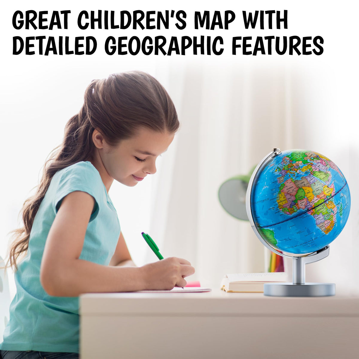 USA Toyz Illuminated Globe guidebook included for quick reference during lessons.