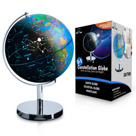 USA Toyz illuminated globe with stand on a desk showing the glow