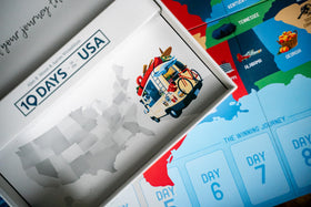 USAopoly 10 Days in the USA age 8 plus badge on packaging.