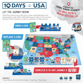 USAopoly 10 Days in the USA tabletop setup for compact play on the go.