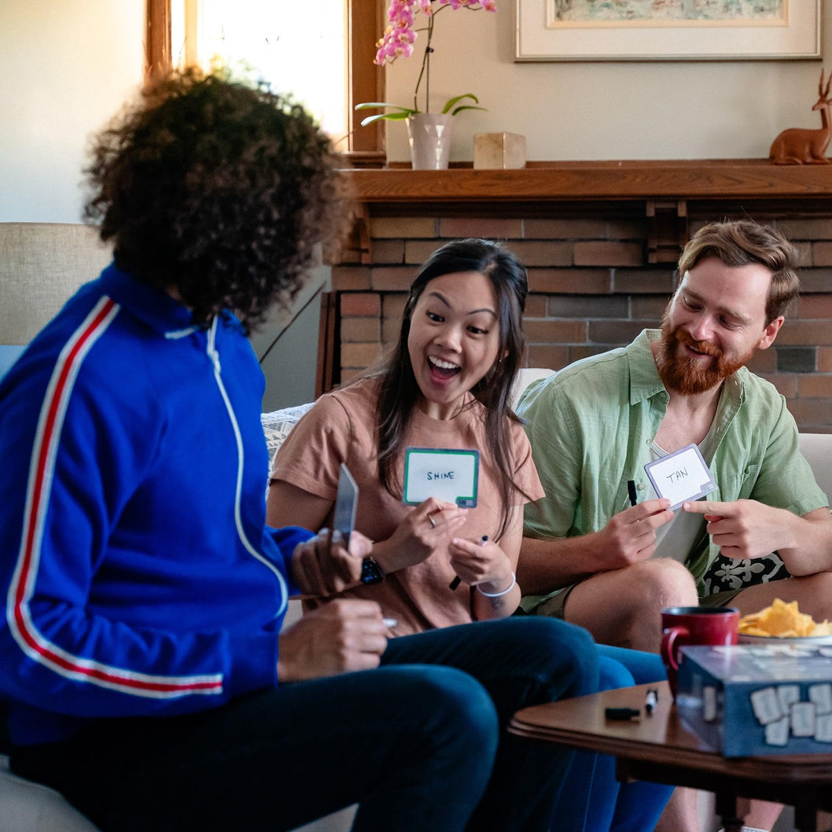 USAOPOLY Blank Slate word cue cards fanned to show diverse prompts