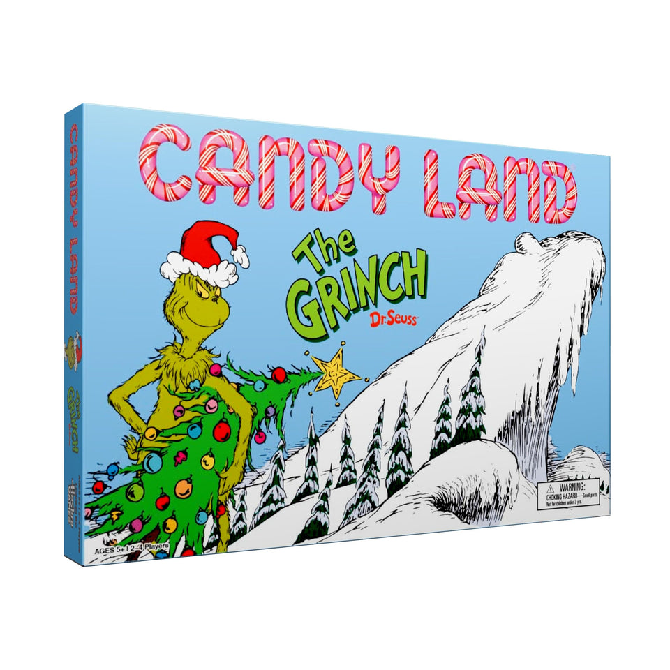 USAOPOLY Candy Land Grinch game box with festive Who-ville branding for family fun