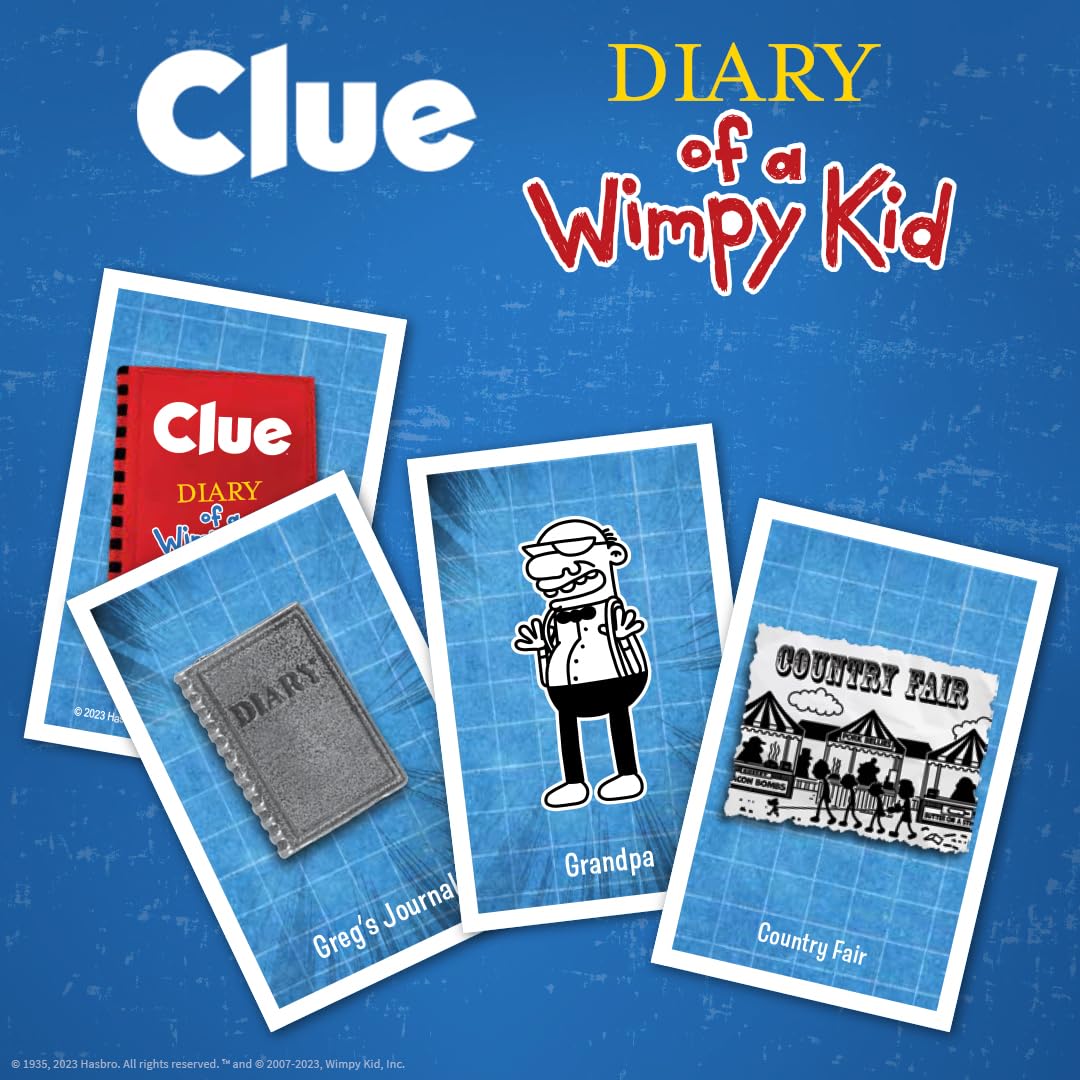 USAOPOLY CLUE Diary of a Wimpy Kid game contents for complete setup